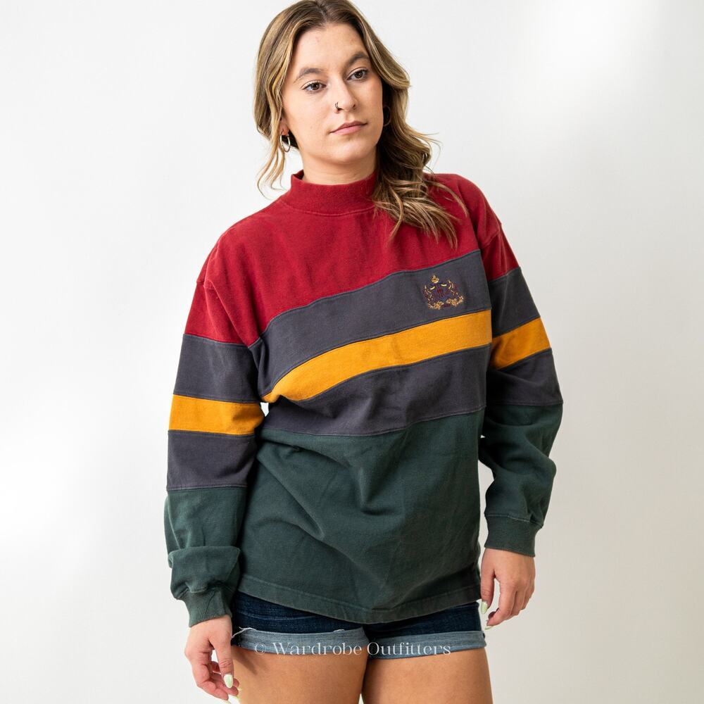 Vintage 90s Rugby Striped Sweatshirt - Picture 3 of 9